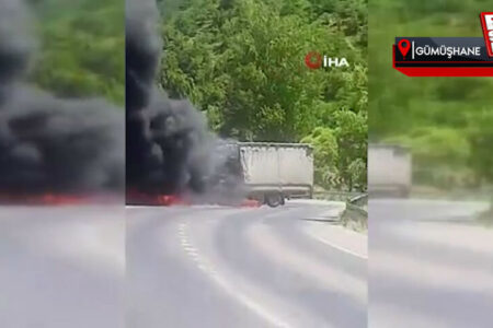 Der in Gümüşhane verunglückte Lastwagen fing Feuer
