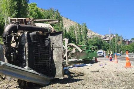 In Erzurum ist die Bremse eines Betonmischers geplatzt, was für Entsetzen sorgt