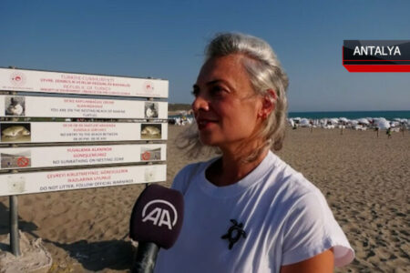 Sie beschützen die Caretta-Caretta-Babys am Strand von Patara, indem sie bereitwillig Wache halten.