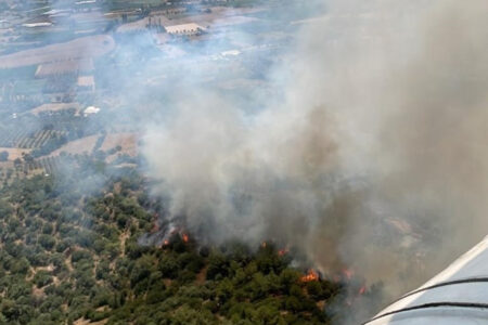 An 2 Orten in Izmir ist ein Waldbrand ausgebrochen!  Kämpfe vom Land in die Luft