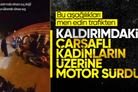 Eine Person erschreckte verschleierte Frauen, indem sie in Istanbul mit einem Motorrad auf sie losfuhr