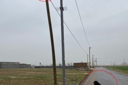 Feuerwehrleute retteten in Mardin eine Katze, die auf einer Stange hängen geblieben war, als sie vor einem Hund davonlief.