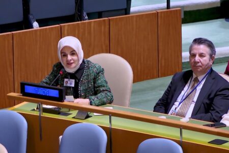 Minister Göktaş protestierte gegen den israelischen Minister, der vor den Vereinten Nationen sprach