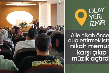 Der Hochzeitsbeamte in Izmir war durch die Gebete gestört