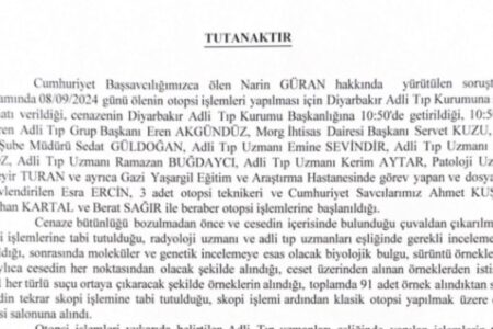 Nach der Autopsie von Narin Güran wurde der Bericht des Staatsanwalts enthüllt