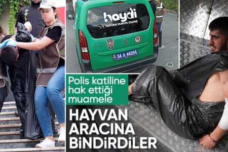 Yunus Emre Geçti, der den Polizisten zum Märtyrer gemacht hatte, wurde mit einer schwarzen Tasche in den Tierwagen gesetzt